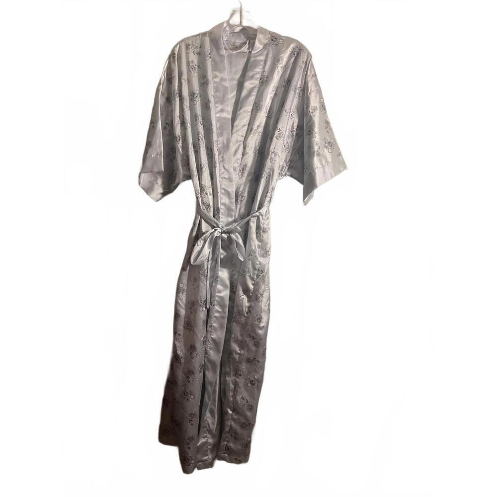 Elegant Floral Satin Robe by Fariha - Size Medium
